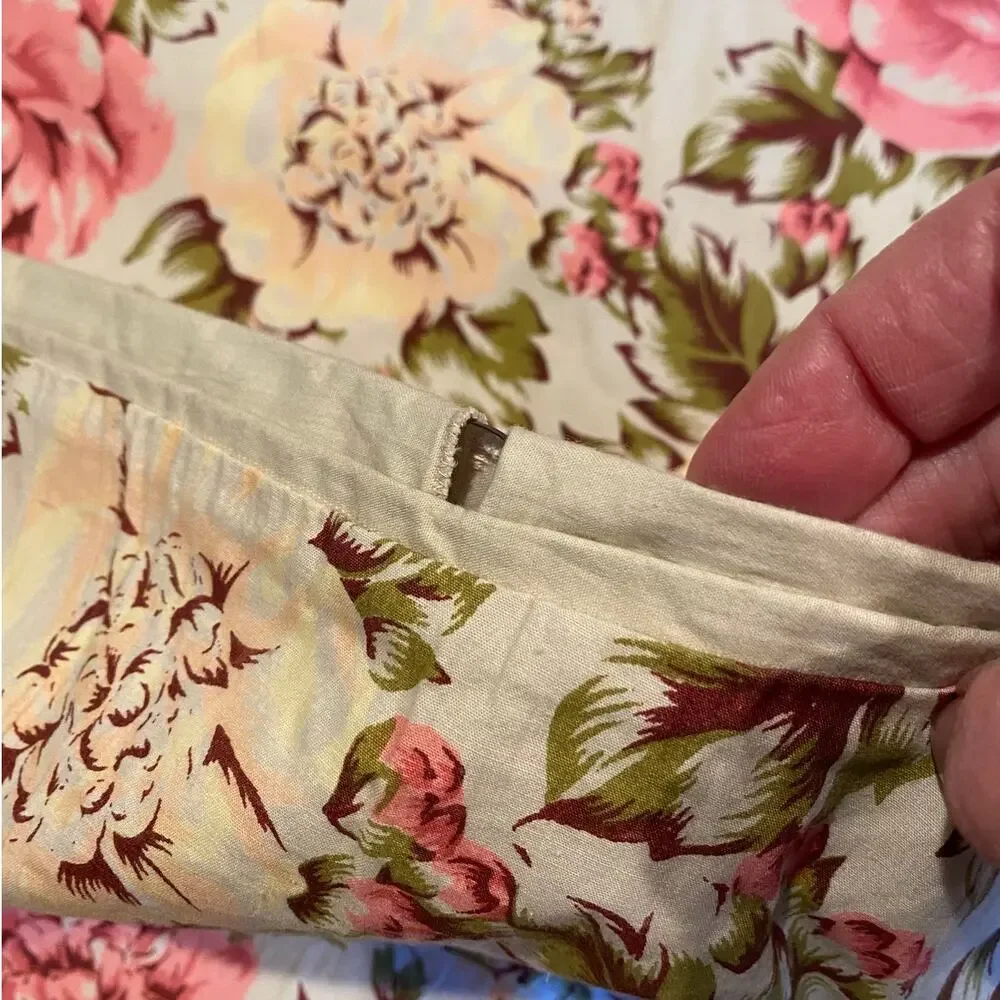 Cottagecore Cabbage Rose 100% Cotton King Duvet Cover & 2 Shams Pink, Olive